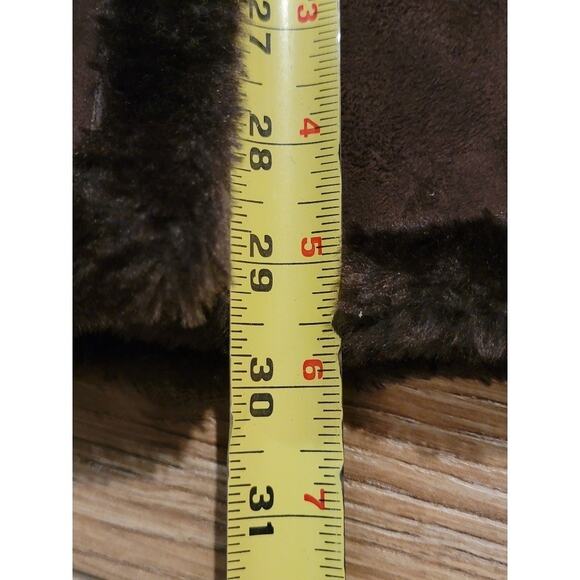 Denim & Co Brown Layer Vest XL Women's Faux Suede Fur Trim Pockets Winter Sporty - Picture 11 of 13